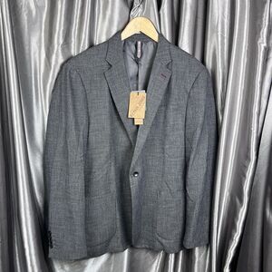 PJ Paul Jones Men XL Herringbone Tweed Blazer Gray One Button Sport‎ Coat Preppy